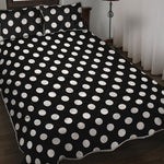 Black And White Polka Dot Pattern Print Quilt Bed Set