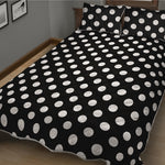 Black And White Polka Dot Pattern Print Quilt Bed Set