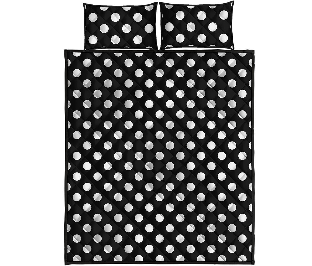 Black And White Polka Dot Pattern Print Quilt Bed Set