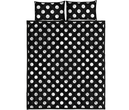 Black And White Polka Dot Pattern Print Quilt Bed Set