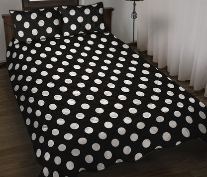 Black And White Polka Dot Pattern Print Quilt Bed Set