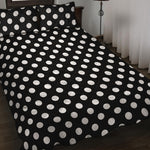 Black And White Polka Dot Pattern Print Quilt Bed Set