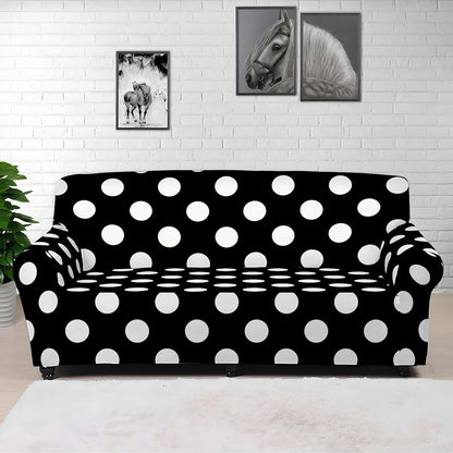 Black And White Polka Dot Pattern Print Sofa Cover