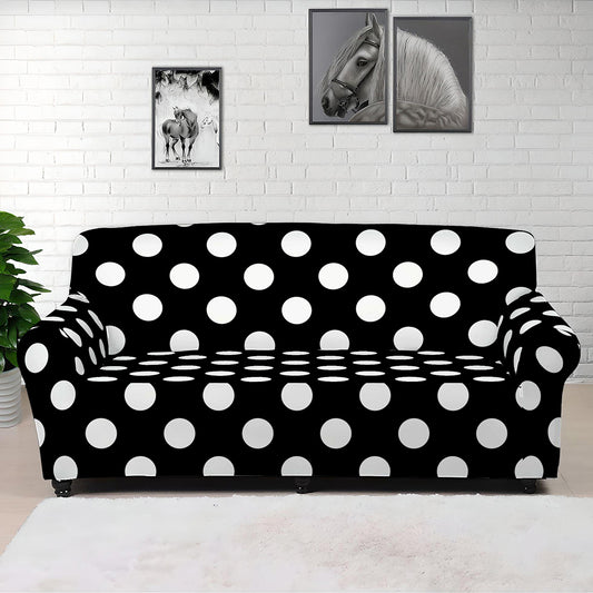 Black And White Polka Dot Pattern Print Sofa Cover