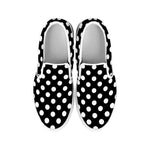 Black And White Polka Dot Pattern Print White Slip On Shoes