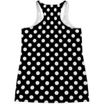 Black And White Polka Dot Pattern Print Women's Racerback Tank Top