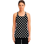 Black And White Polka Dot Pattern Print Women's Racerback Tank Top