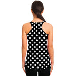 Black And White Polka Dot Pattern Print Women's Racerback Tank Top