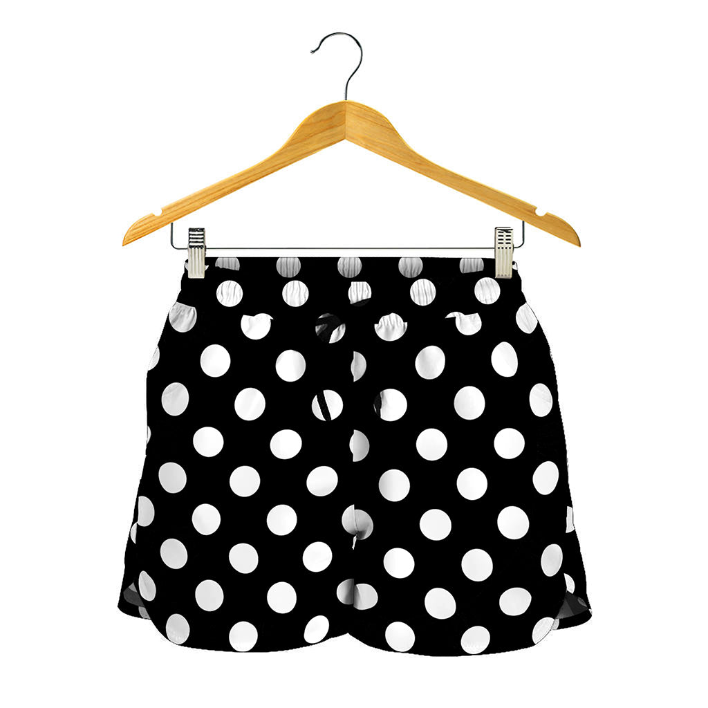 Black And White Polka Dot Pattern Print Women's Shorts