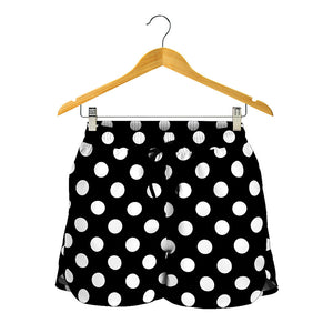 Black And White Polka Dot Pattern Print Women's Shorts