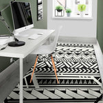 Black And White Polynesian Pattern Print Area Rug