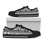 Black And White Polynesian Pattern Print Black Low Top Shoes