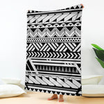 Black And White Polynesian Pattern Print Blanket