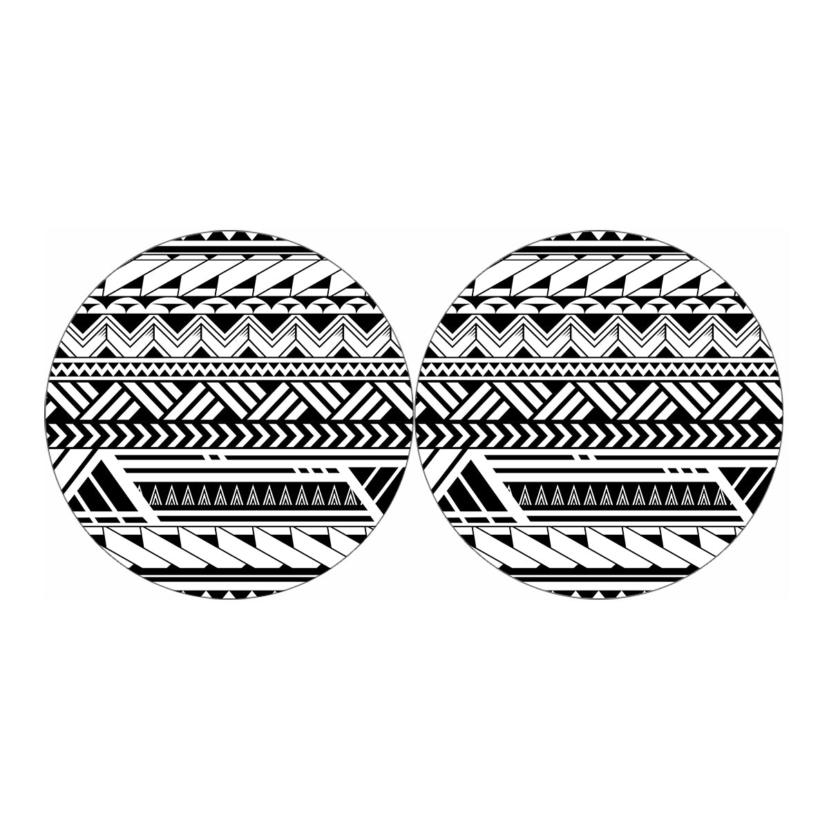 Black And White Polynesian Pattern Print Car Coasters