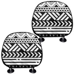 Black And White Polynesian Pattern Print Car Headrest Covers