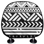 Black And White Polynesian Pattern Print Car Headrest Covers