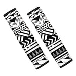 Black And White Polynesian Pattern Print Car Seat Belt Covers