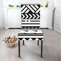 Black And White Polynesian Pattern Print Dining Chair Slipcover