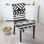Black And White Polynesian Pattern Print Dining Chair Slipcover