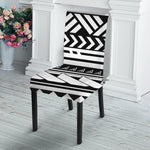 Black And White Polynesian Pattern Print Dining Chair Slipcover
