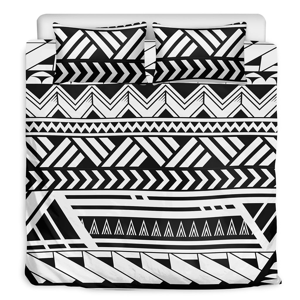 Black And White Polynesian Pattern Print Duvet Cover Bedding Set
