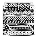 Black And White Polynesian Pattern Print Duvet Cover Bedding Set