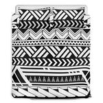 Black And White Polynesian Pattern Print Duvet Cover Bedding Set