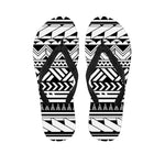 Black And White Polynesian Pattern Print Flip Flops