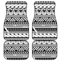 Black And White Polynesian Pattern Print Front and Back Car Floor Mats