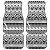 Black And White Polynesian Pattern Print Front and Back Car Floor Mats