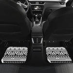 Black And White Polynesian Pattern Print Front and Back Car Floor Mats