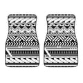Black And White Polynesian Pattern Print Front Car Floor Mats