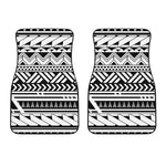 Black And White Polynesian Pattern Print Front Car Floor Mats