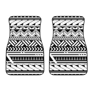 Black And White Polynesian Pattern Print Front Car Floor Mats