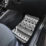 Black And White Polynesian Pattern Print Front Car Floor Mats