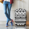 Black And White Polynesian Pattern Print Luggage Cover