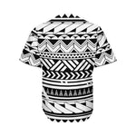 Black And White Polynesian Pattern Print Men's Baseball Jersey