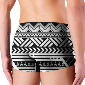 Black And White Polynesian Pattern Print Men's Boxer Briefs