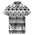 Black And White Polynesian Pattern Print Men's Short Sleeve Shirt