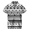 Black And White Polynesian Pattern Print Men's Short Sleeve Shirt