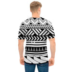 Black And White Polynesian Pattern Print Men's T-Shirt