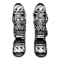 Black And White Polynesian Pattern Print Muay Thai Shin Guards