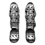 Black And White Polynesian Pattern Print Muay Thai Shin Guard