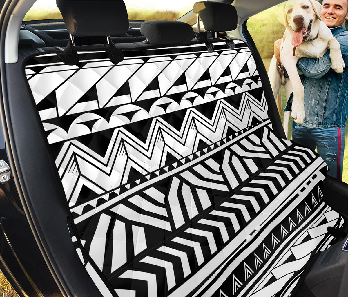 Black And White Polynesian Pattern Print Pet Car Back Seat Cover