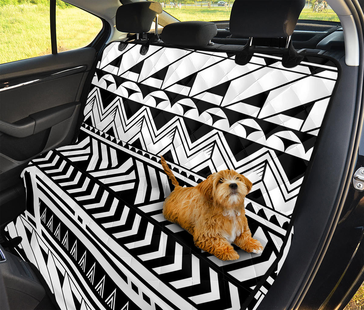 Black And White Polynesian Pattern Print Pet Car Back Seat Cover