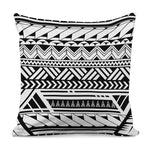 Black And White Polynesian Pattern Print Pillow Cover