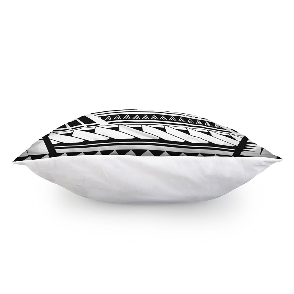 Black And White Polynesian Pattern Print Pillow Cover