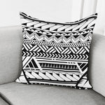 Black And White Polynesian Pattern Print Pillow Cover