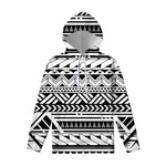 Black And White Polynesian Pattern Print Pullover Hoodie