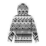 Black And White Polynesian Pattern Print Pullover Hoodie